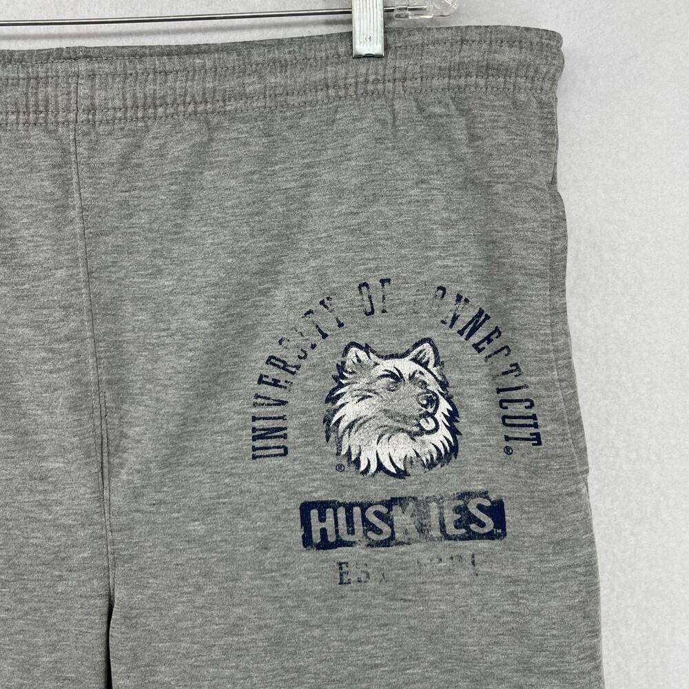 UCONN Pants M HUSKIES University CT College Fleece Drawstring Sweatpants Gray